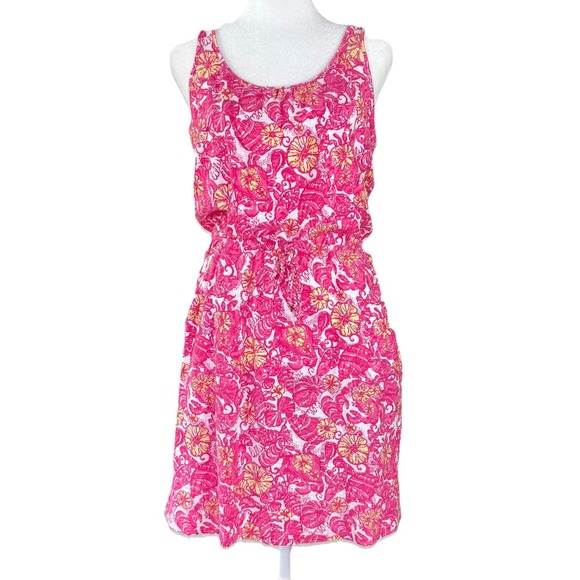 LILLY PULITZER Preppy Floral Pink Mini Skirt Romper Cotton Knit‎ Beachy Size XS - Picture 1 of 7